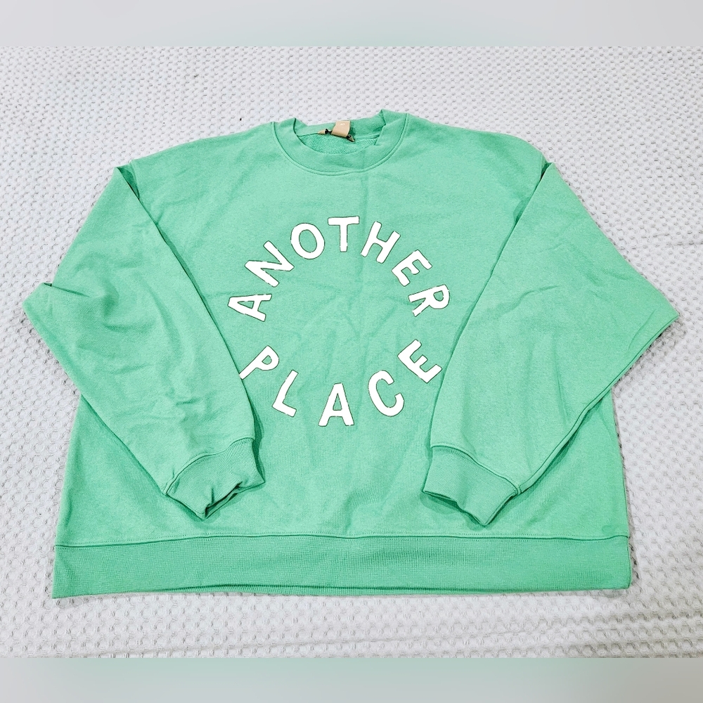 Women's Crewneck Sweater in Green with Bold Text Design from H&M